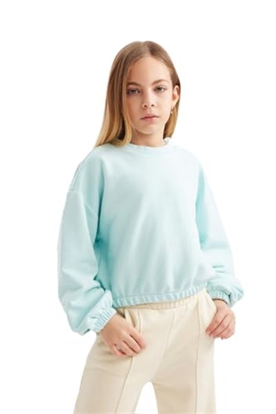 DeFacto Kız Çocuk Regular Fit Bisiklet Yaka Sweatshirt
