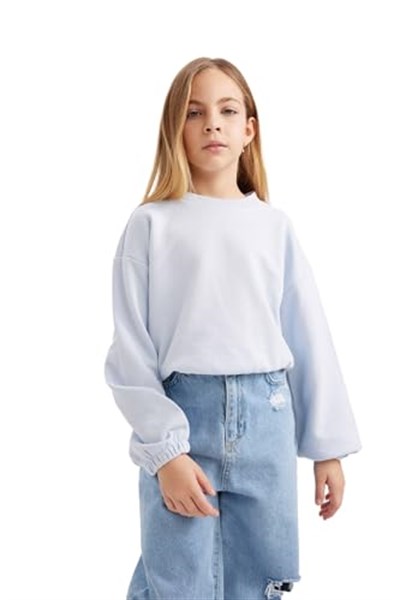 DeFacto Kız Çocuk Regular Fit Bisiklet Yaka Sweatshirt