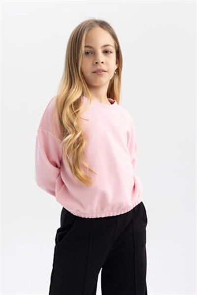 DeFacto Kız Çocuk Regular Fit Bisiklet Yaka Sweatshirt