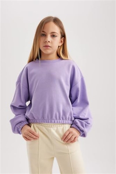 DeFacto Kız Çocuk Regular Fit Bisiklet Yaka Sweatshirt