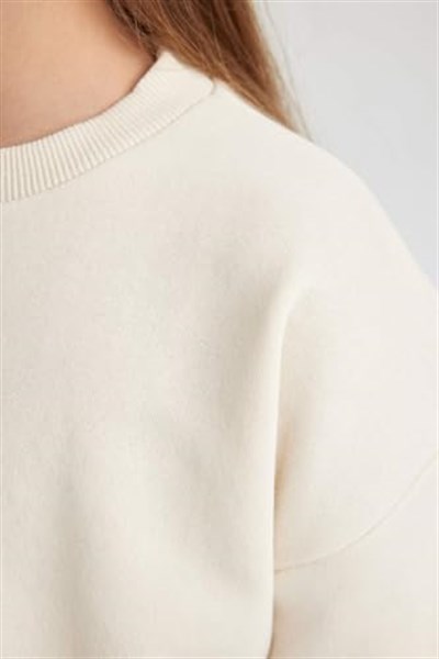 DeFacto Kız Çocuk Regular Fit Bisiklet Yaka Sweatshirt