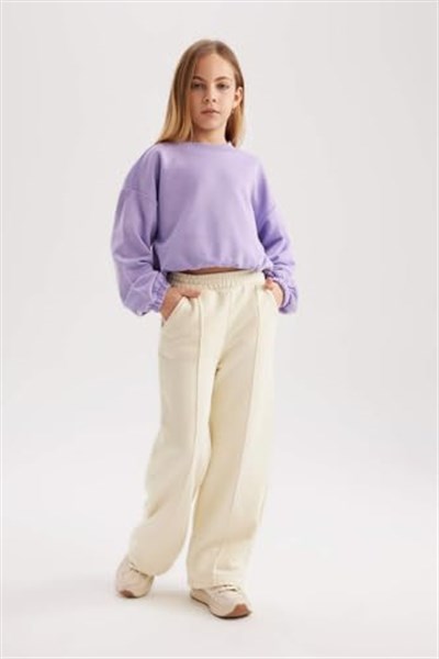 DeFacto Kız Çocuk Regular Fit Bisiklet Yaka Sweatshirt