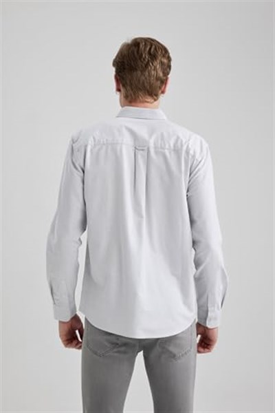 DeFacto Regular Fit Oxford Uzun Kollu Gömlek Gri XS