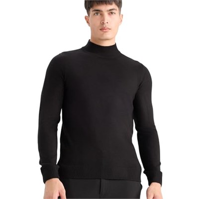 DeFacto Slim Fit Dar Kesim Balıkçı Yaka Basic Düz Triko Kazak