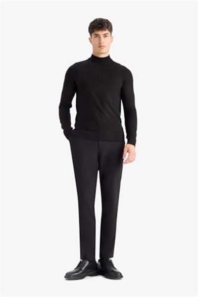 DeFacto Slim Fit Dar Kesim Balıkçı Yaka Basic Düz Triko Kazak