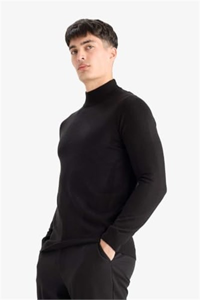 DeFacto Slim Fit Dar Kesim Balıkçı Yaka Basic Düz Triko Kazak
