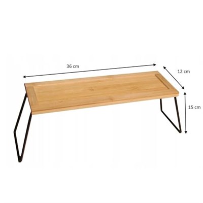 Dekoratif Mutfak Banyo Rafı, Bambu ve Metal, 36x12x15 cm, Düzenleyici Raf Sunum Standı Dekoratif Mutfak Standı
