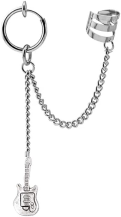 Deliksiz Sıkıştırmalı Zincirli Küpe, gümüş, 0.8 mm