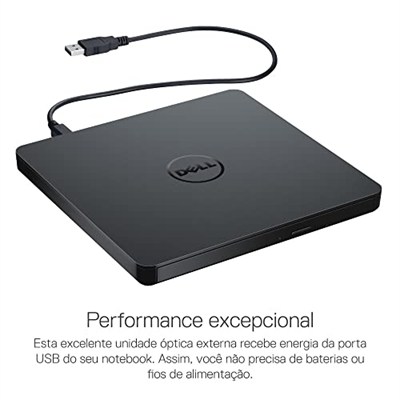 Dell Slim DW316 - Sürücü - DVD+-RW (+-R DL) DVD-RAM - 8x8x5x - USB2.0 - Harici - Inspiron 14 54XX, 15 55XX, 17 5758, OptiPlex 3020, 9020, Vostro 15 3558, XPS 13 için (784-B BBI), siyah