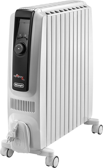 DeLonghi Dragon 4 Pro TRDX41025E radyatör, klasik yağlı radyatör, 3 güç kademeli, 24 saat zamanlayıcı, antifriz ve eko fonksiyonu, güvenlik termostatı, 2500 Watt, beyaz