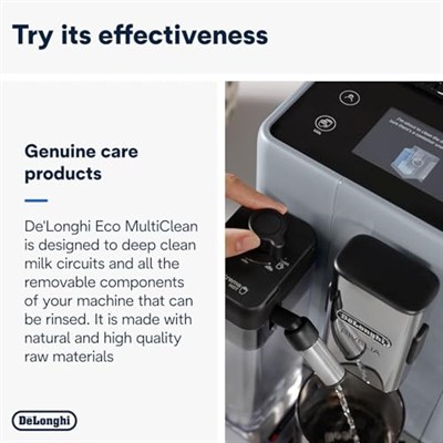 DeLonghi Original Eco MultiClean DLSC550 süt sistemini temizlemek için tam otomatik kahve makineleri için temizleme maddesi, dış yüzeyler ve kahve makinesinin tüm çıkarılabilir parçaları için de etki