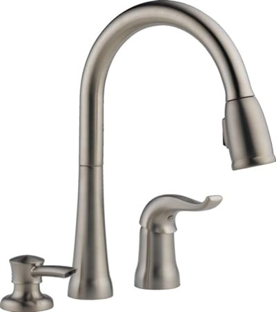 Delta 16970-Sssd-DST Single Handle Pull-Down Kitchen musluk with sıvı sabun dispenseri, paslanmaz by Delta musluk