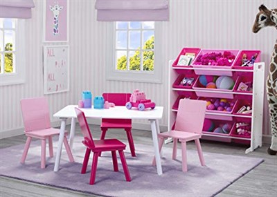 Delta Children Çocuk Oyuncakları 12 Plastik Kovalı - Greenguard Gold Sertifikalı, Beyaz/Pembe