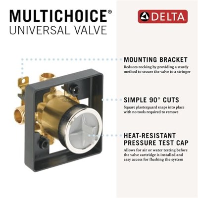 Delta Faucet R10000-UNBX MultiChoice Evrensel Küvet ve Duş Vanası Gövdesi, Küvet Bataryası Trim Kitleri için, Siyah