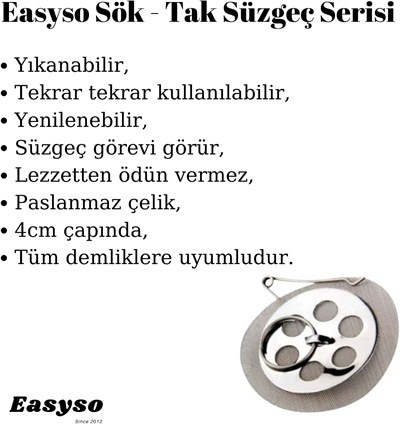 Demlik İçi Sök Tak Çay Süzgeci Pratik ve Ergonomik Tekrar Kullanılabilir Çay Süzeği 1 ADET Paslanmaz Çelik Easyso1020