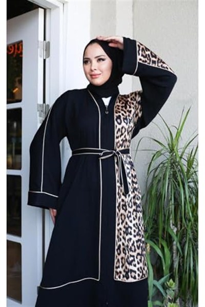DEMOİSELLE KADIN ABAYA LEOPAR DESENLİ PARÇALI-1
