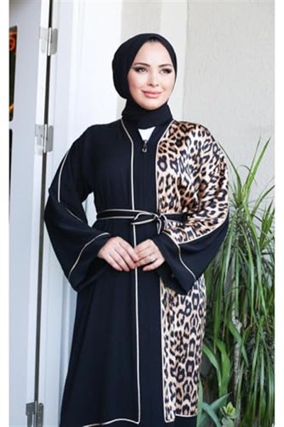 DEMOİSELLE KADIN ABAYA LEOPAR DESENLİ PARÇALI-1