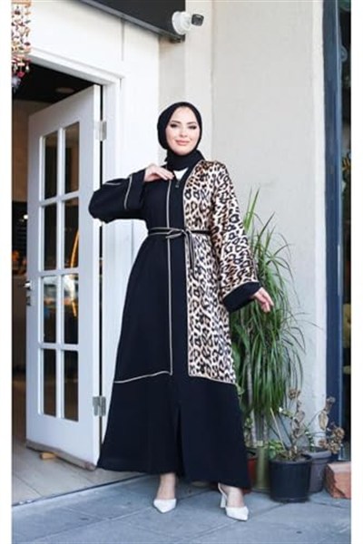 DEMOİSELLE KADIN ABAYA LEOPAR DESENLİ PARÇALI-1