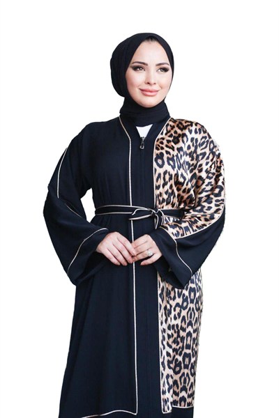DEMOİSELLE KADIN ABAYA LEOPAR DESENLİ PARÇALI-1