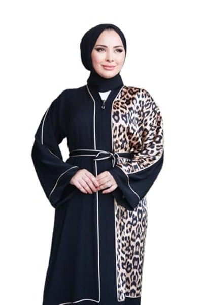 DEMOİSELLE KADIN ABAYA LEOPAR DESENLİ PARÇALI-1