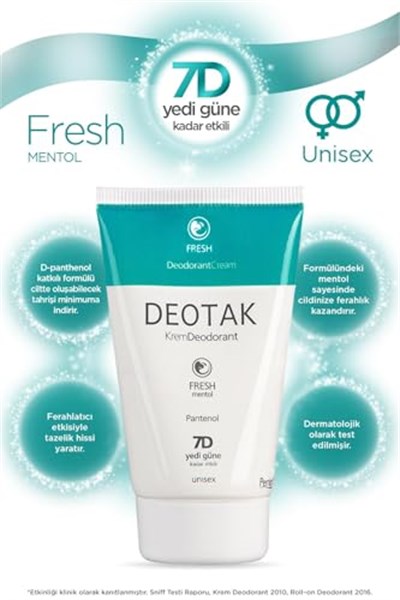 Deotak Mentol Ferahlığı 7 Güne Kadar Etkili Krem Deodorant 35 ml