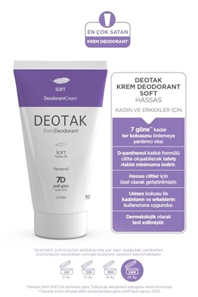 Deotak Soft Hassas Koruma 7 Güne Kadar Etkili Krem Deodorant 35 ml