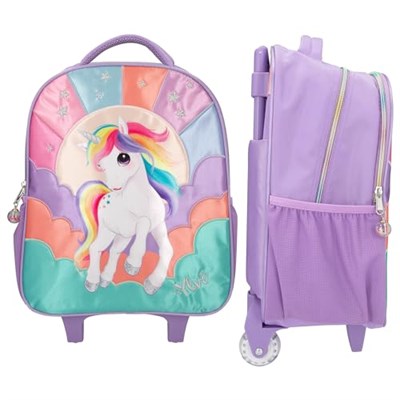 Depesche 12615 Ylvi Yanıp Sönen LED Tekerlekli Araba, Teleskopik Saplı Çocuk Bavulu, Yaklaşık 38 x 30 x 16 cm