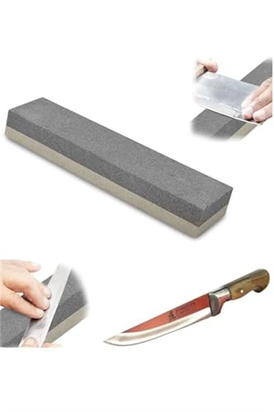 Depolife Bileme Taşı Çift Kumlu Bıçak Satır Nacak Balta Bileme Taşı 20cm