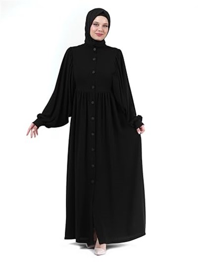 DERİN 24351-24 SİYAH HAKİM YAKA KARPUZ KOL FERACE