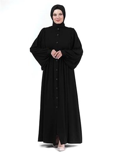 DERİN 24351-24 SİYAH HAKİM YAKA KARPUZ KOL FERACE