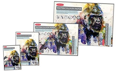 Derwent A3 sulu boya kağıdı bloku, 12 yaprak, beyaz, asitsiz kağıt, 300 g/m² A3 çok renkli - Seçenekler: A3, A4