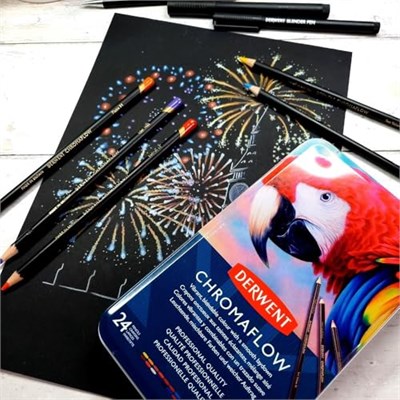 Derwent Chromaflow renkli kalem, 24lü set, metal kutuda, 3,5 mm uç kalınlığı, yumuşak dokulu karıştırılabilir, çizim, boyama ve  - Seçenekler: 24 Farben, 12 Adet (1li Paket), 100 stück (1er Pack)...
