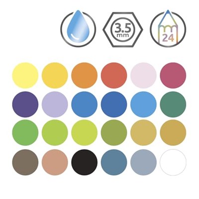 Derwent Watercolour Serisi Sulandırılabilir Kuru Kalem Seti - 24 Renk Metal Kutulu