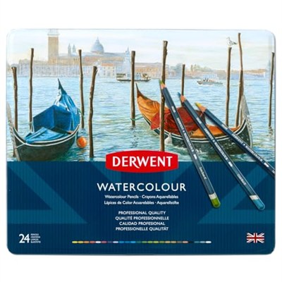 Derwent Watercolour Serisi Sulandırılabilir Kuru Kalem Seti - 24 Renk Metal Kutulu