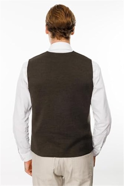 Desen Triko Erkek V Yaka Düz Yün Yelek A.Kahve Beden;2XL,Renk;A.Kahve