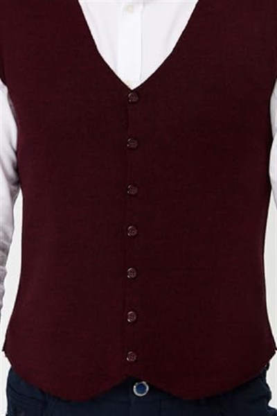 DESEN TRİKO Erkek V Yaka İnce Triko Yelek Bordo Beden;M,Renk;Bordo dsnNM7388