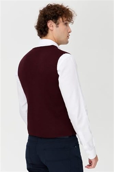 DESEN TRİKO Erkek V Yaka İnce Triko Yelek Bordo Beden;M,Renk;Bordo dsnNM7388
