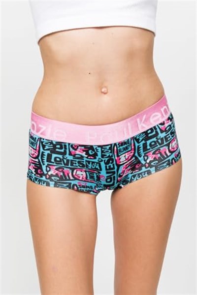 Desenli Kadın Boyshort Külot – Unique Effect – Love Bunny