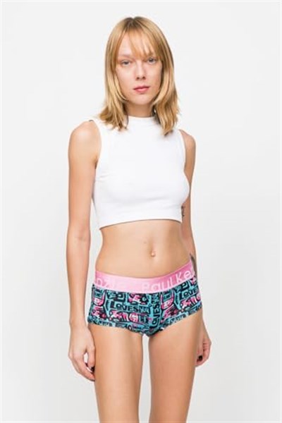 Desenli Kadın Boyshort Külot – Unique Effect – Love Bunny