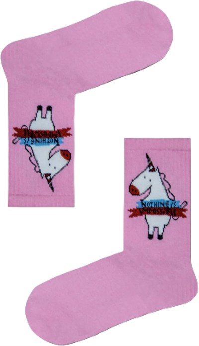 Desenli Pembe Kolej Çorap Pembe 37-44