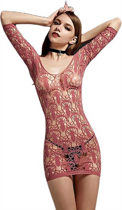 Desenli Vücut Çorabı-108 PEMBE L-XL