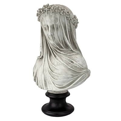 Design Toscano Örtülü bakire büstü, ölçüler: 22,8 cm x15,2 cm x35,5 cm