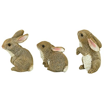 Design Toscano QM92008 The Bunny Den Rabbits İç/Dış Mekan Bahçe Hayvan Heykelleri, 9,5 cm Genişliğinde, 10,5 cm Derinliğinde, Tam Renkli Kaplama
