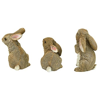 Design Toscano QM92008 The Bunny Den Rabbits İç/Dış Mekan Bahçe Hayvan Heykelleri, 9,5 cm Genişliğinde, 10,5 cm Derinliğinde, Tam Renkli Kaplama