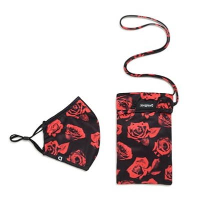 Desigual Üniseks Yetişkin Mask_Roses El Kerchief, Siyah, Tek Beden, Siyah, Tek Beden