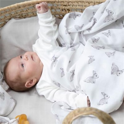 DEUX LAPINS% 100 Pamuk 3lü Müslin Bebek Örtüsü Iconıque Lapin & Petits Canetons & Cotton Grey 100x100 THROW3PACK1003