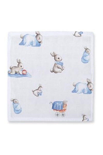 DEUX LAPINS% 100 Pamuk Bébé Lapin & Endless Blue 10`lu Müslin Bebek Ağız Bezi Paketi CLOTHMP2018-B