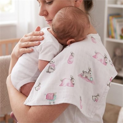 DEUX LAPINS% 100 Pamuk Müslin bebek Omuz Bezi – 5’li Bébé Lapin rose CLOTHMP3519