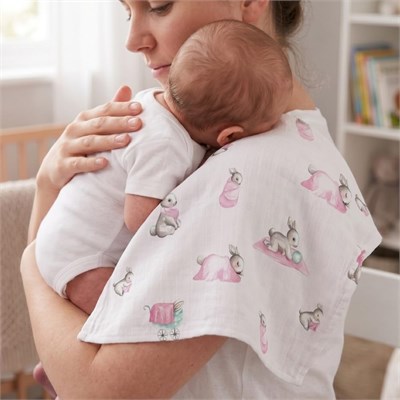 DEUX LAPINS% 100 Pamuk Müslin bebek Omuz Bezi – 5’li Bébé Lapin rose CLOTHMP3519