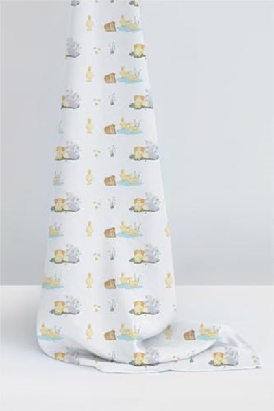 DEUX LAPINS% 100 Pamuk Müslin Bebek Örtüsü 100x100 Cm Petits Canetons - Yavru Ördek Desen THROW1020